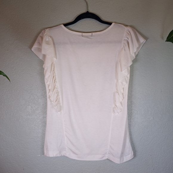 Miss Sixty Vintage Y2K Flutter Cap Sleeve White Logo Indie Sleeze Rocker Top L - Picture 3 of 8